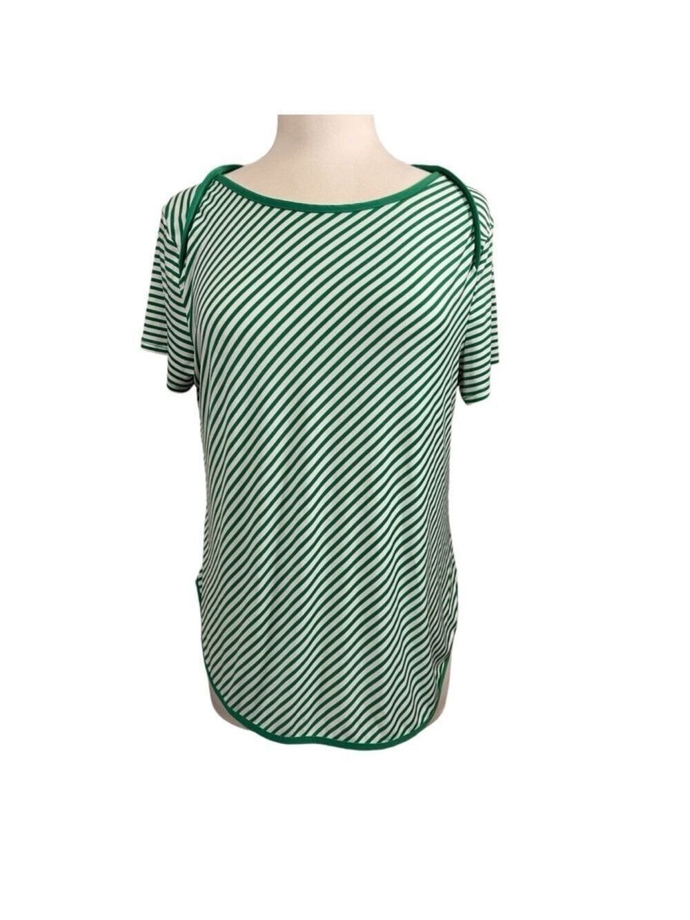 Women's Susan Lawrence Green & White Striped Top XL‎